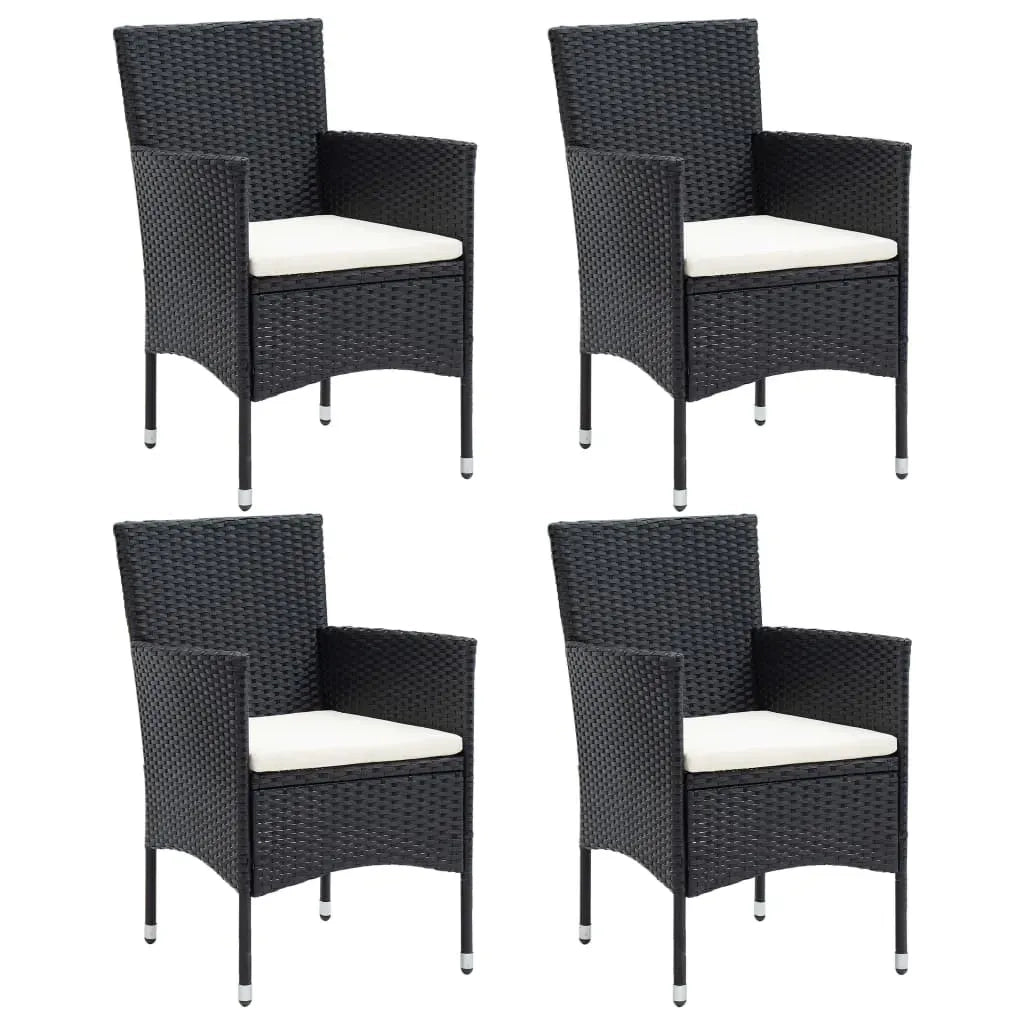 Set da Pranzo da Giardino 5 pz con Cuscini in Polyrattan Nero 3094975