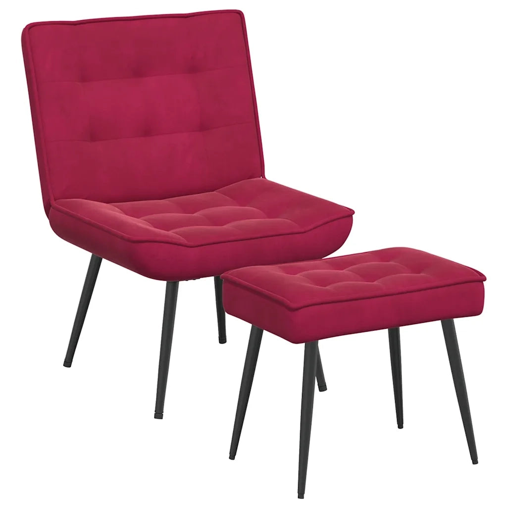 Poltrona Relax con Poggiapiedi Rosso Vino in Velluto 4012331