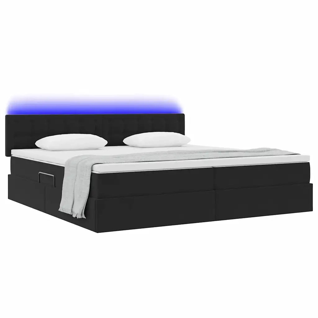 Letto con contenitore e LED con led Nero 200 x 200 cm Velluto 3371537