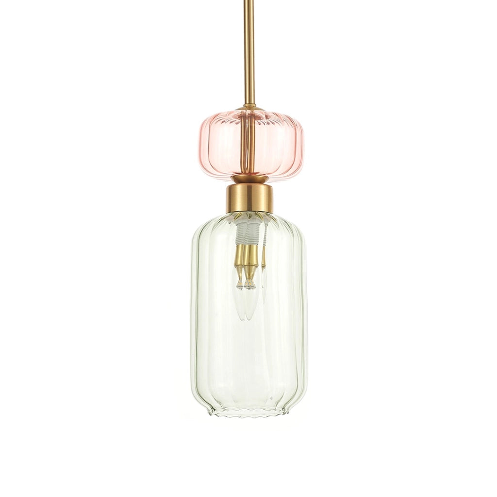 Lampada a sospensione Molly vetro verde/rosa E14 Milagro