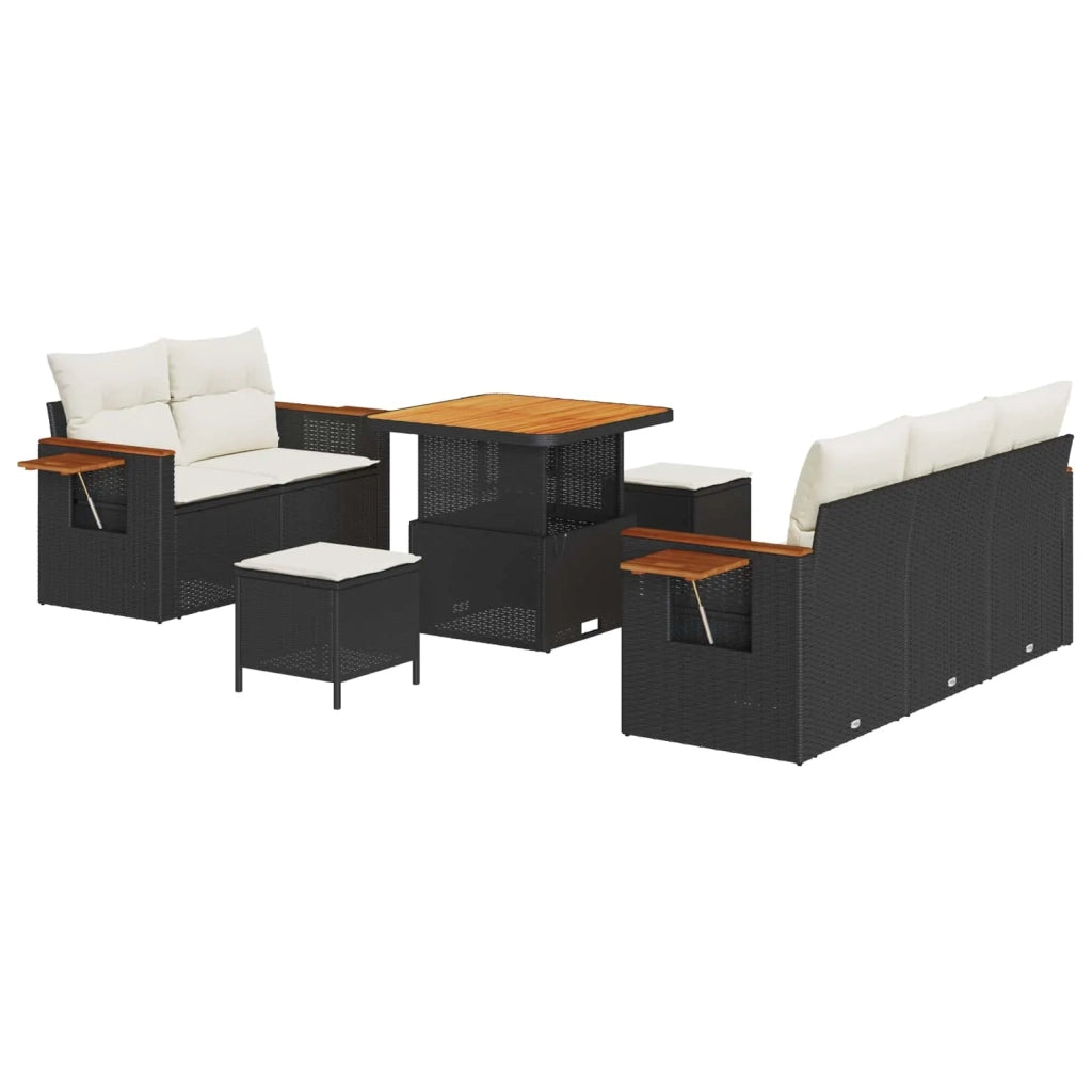 Set Divano da Giardino 8 pcs Nero polyrattan 3362985