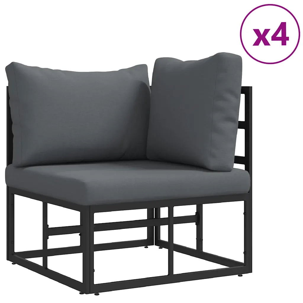 Set Divano da Giardino con cuscino 6 pcs Nero Acciaio