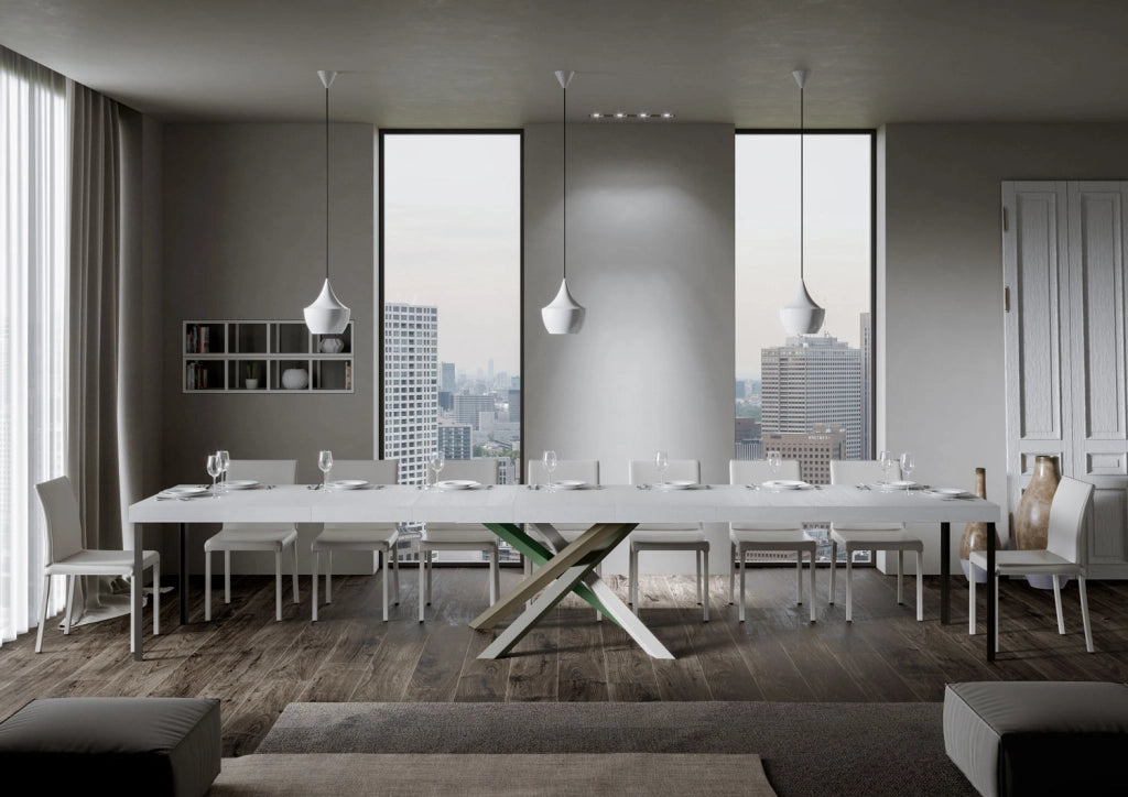 Tavolo allungabile 90x160/420 cm Volta Premium bianco frassino telaio 4/A
