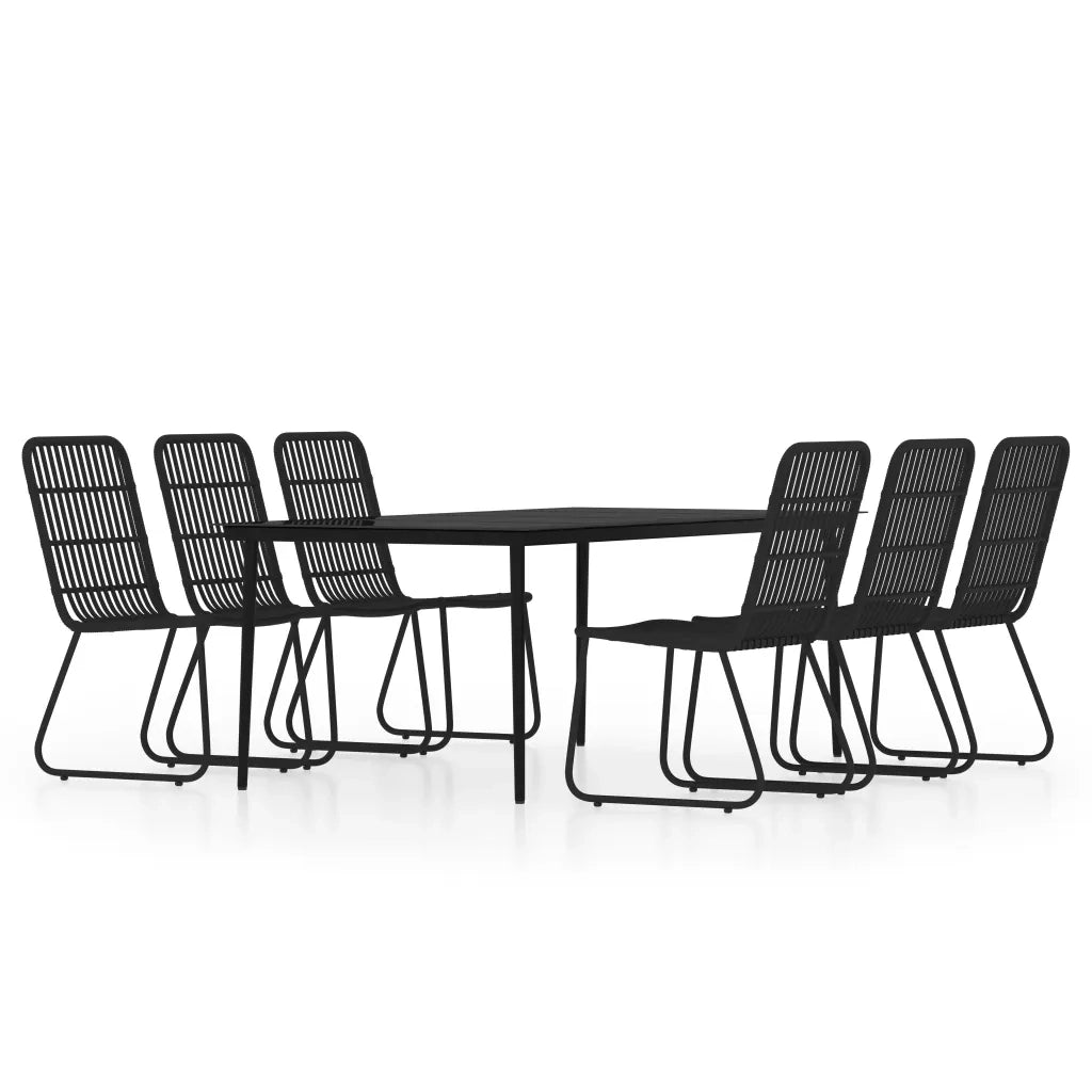Set da Pranzo per Giardino 7 pz con Cuscini Nero 3099183