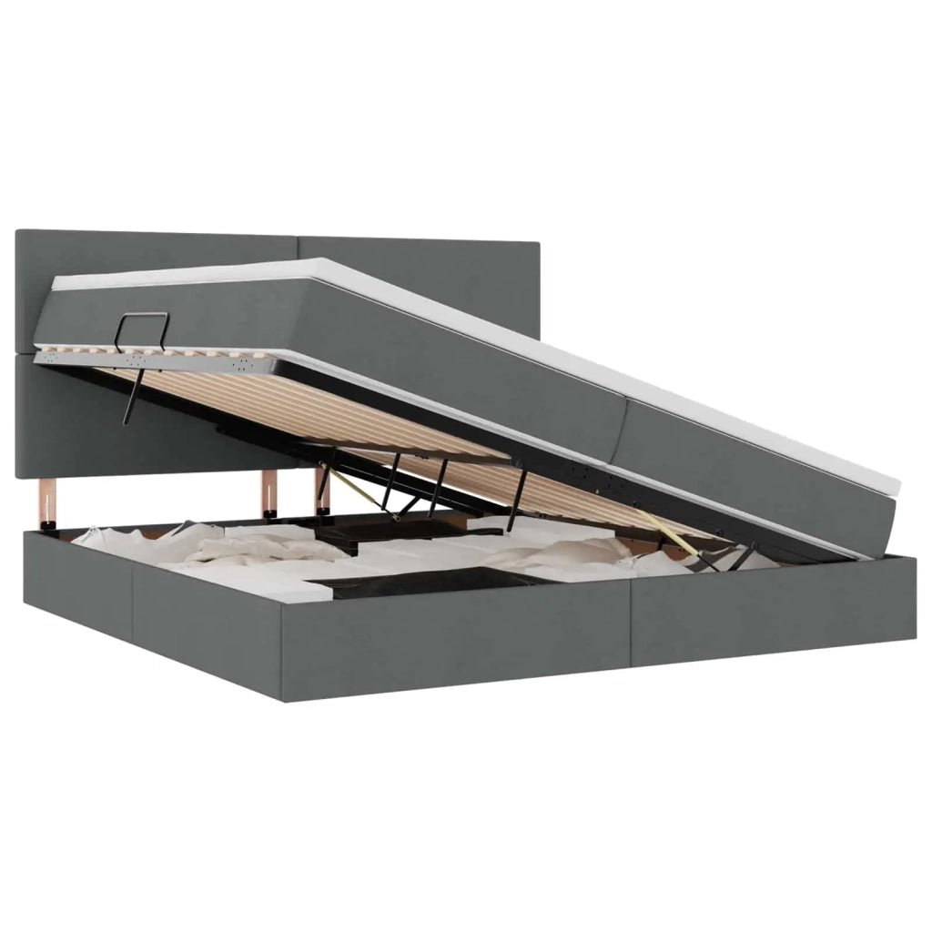 Letto con contenitore e materasso Grigio scuro 200 x 200 cm