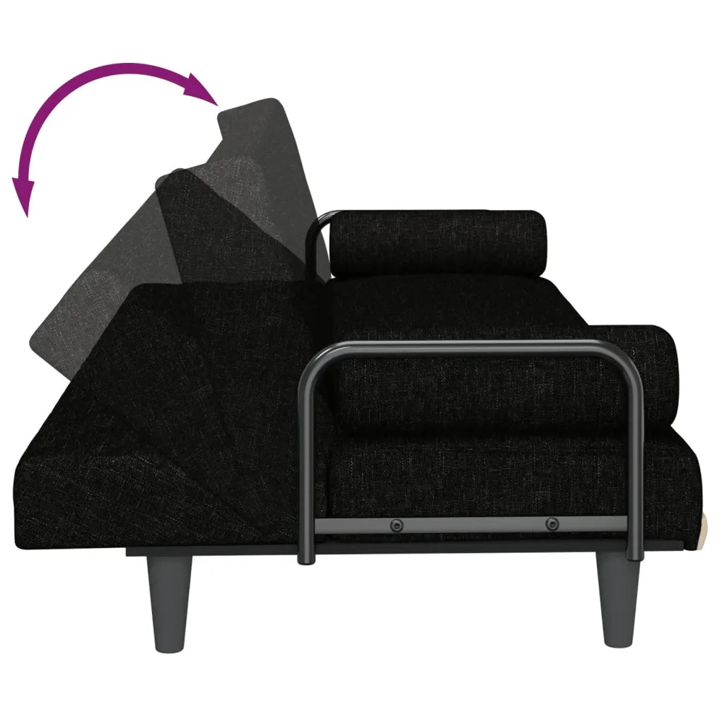 Divano Letto con Braccioli Nero in Tessuto 351933