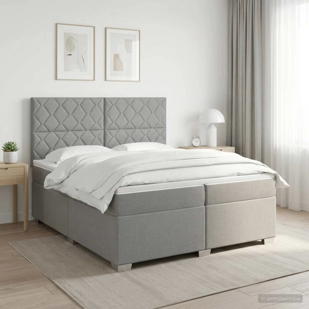 Letto box spring con materasso Grigio Chiaro 200 x 200 cm 3453493