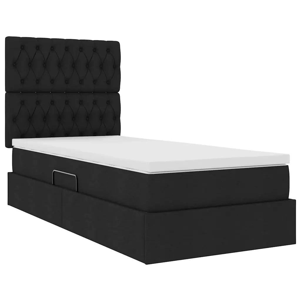 Letto con contenitore e materasso Nero 90 x 190 cm Poliestere