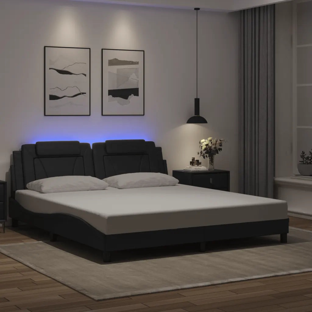 Giroletto Viana con LED senza Materasso Nero 180x200 cm 3214036