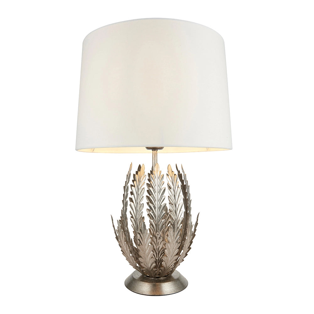 Lampada tavolo Art Déco argento foglie E27 Endon Delphine