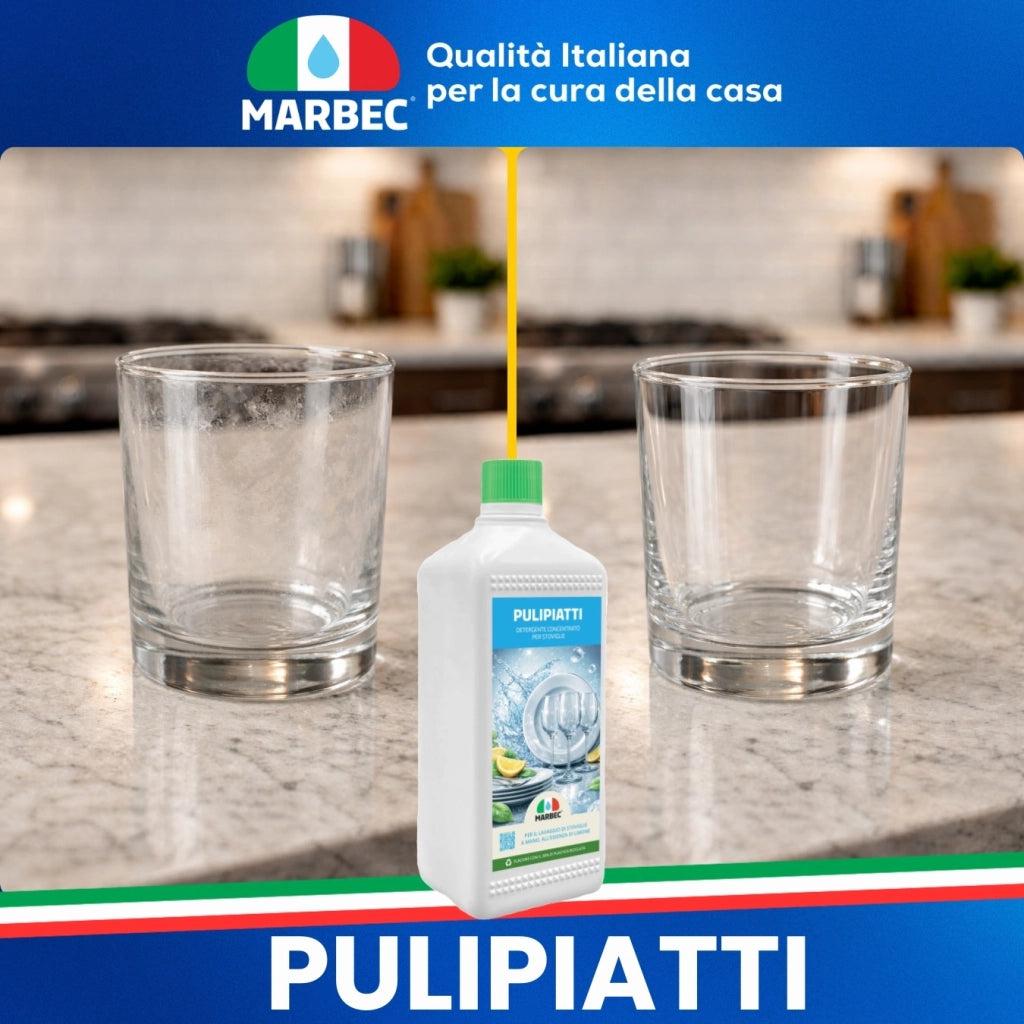 Detergente Piatti Concentrato, Sgrassa a Freddo, Risciacquo Rapido, Profumo Limone Marbec PULIPIATTI - 5LTx4Pz