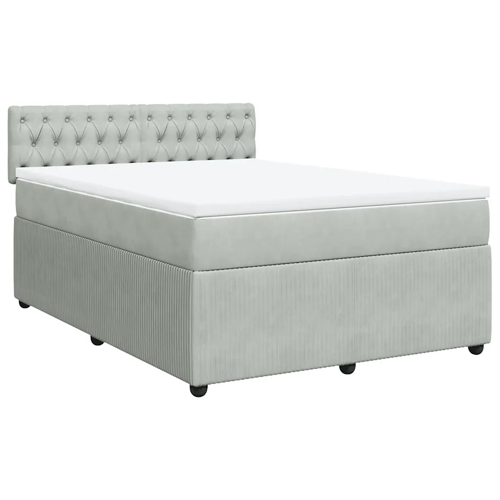 Giroletto a Molle con Materasso Grigio Chiaro 140x190cm Velluto