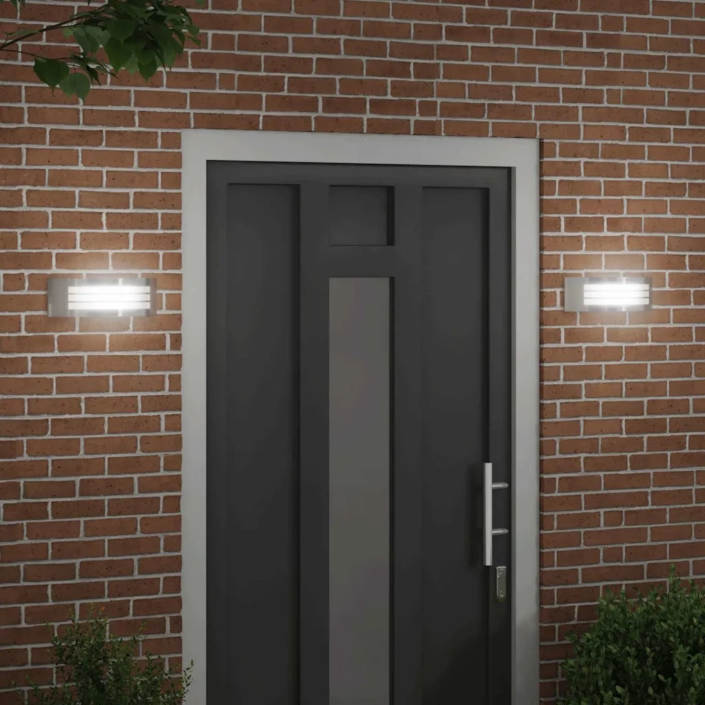 Lampada da Parete Esterna 2 pcs Argento 32 x 10 x 10 cm 4005976