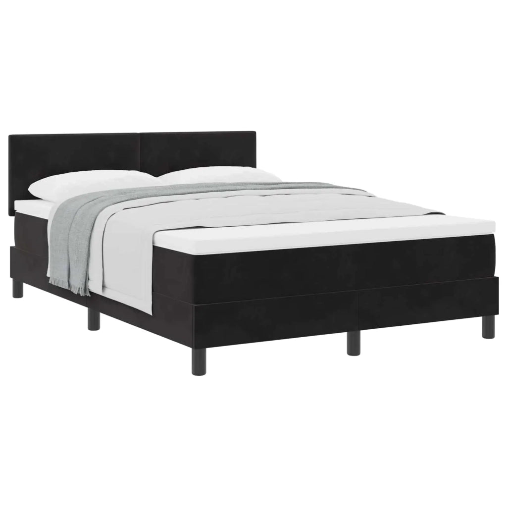 Letto a molle con materasso Nero 140 x 190 cm Velluto 3339172