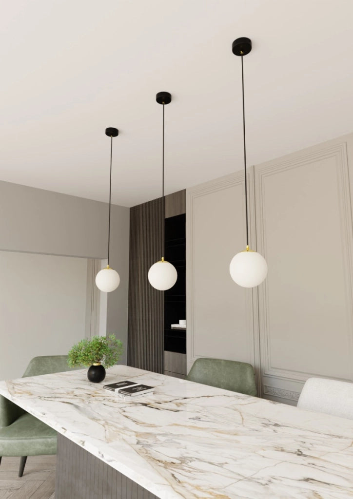Lampada sospesa Emibig Royal vetro bianco oro E14 Ø14