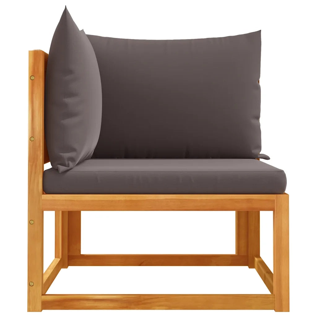 Divano da giardino angolare con Cuscini-Sofa da Giardino-Divano da esterno in legno di acacia e corda 703473