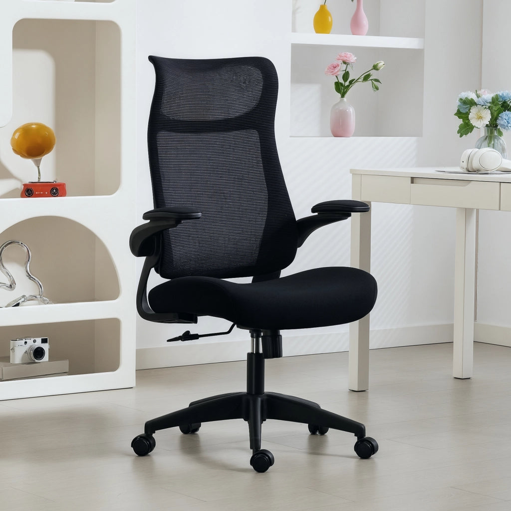 Sedia da ufficio ergonomica ¨C Minimal ¨C Schienale rete, braccioli 3D, nero