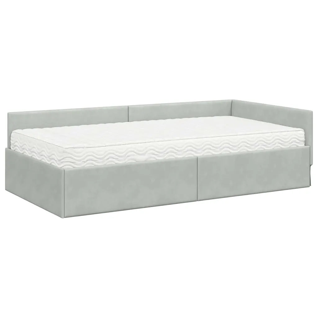 Struttura Letto Angolare con Materasso 2 pcs Grigio chiaro