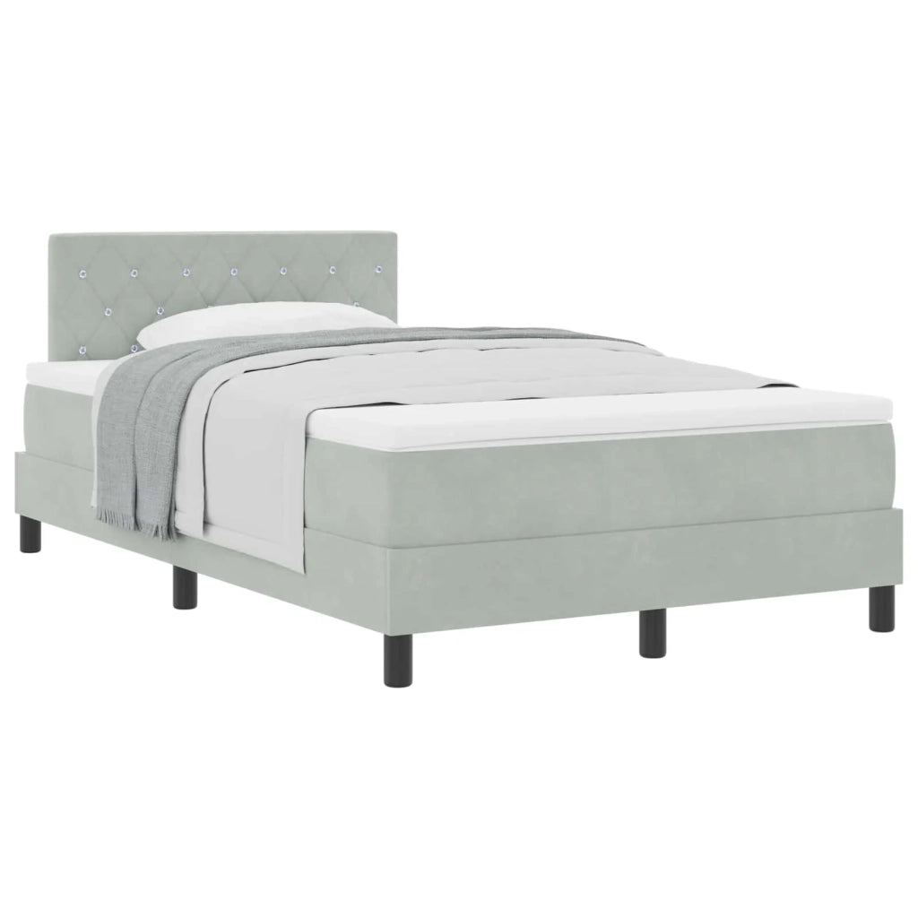 Letto a molle con materasso Grigio chiaro 120 x 200 cm Velluto 3339098