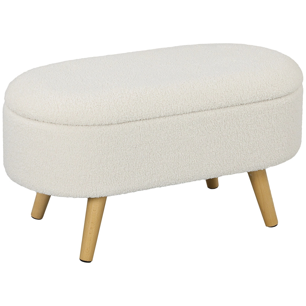 Divano con cassetti ¨C Minimal ¨C Tessuto bianco 90x40x45