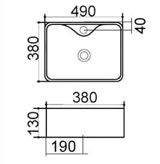 Lavabo appoggio 49x38 cm LA34 bianco
