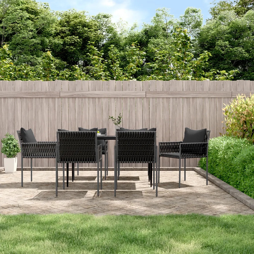 Set Pranzo da Giardino 7 pz con Cuscini in Polyrattan e Acciaio 3187056