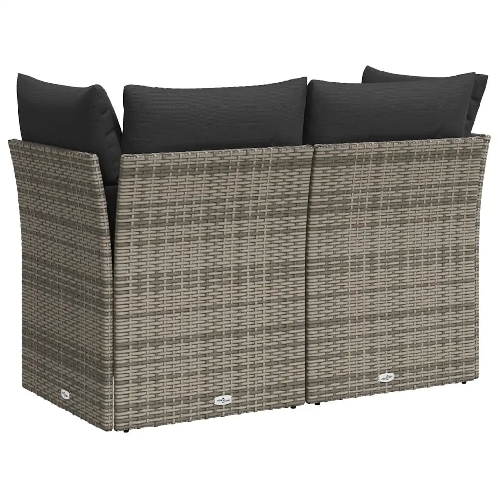 Divano da Giardino con Cuscini 2 Posti Grigio in Polyrattan 366114