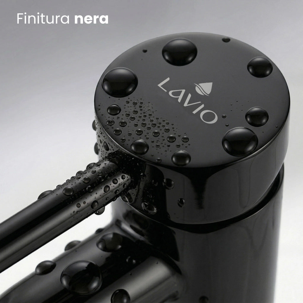 Rubinetto lavabo alto da appoggio miscelatore bagno nero VERTI