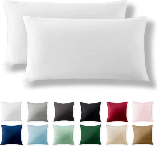Set di 2 Cuscini di cotone 40x80 cm - 100% Rafforzato con Cerniera a Fermo-ritaglio