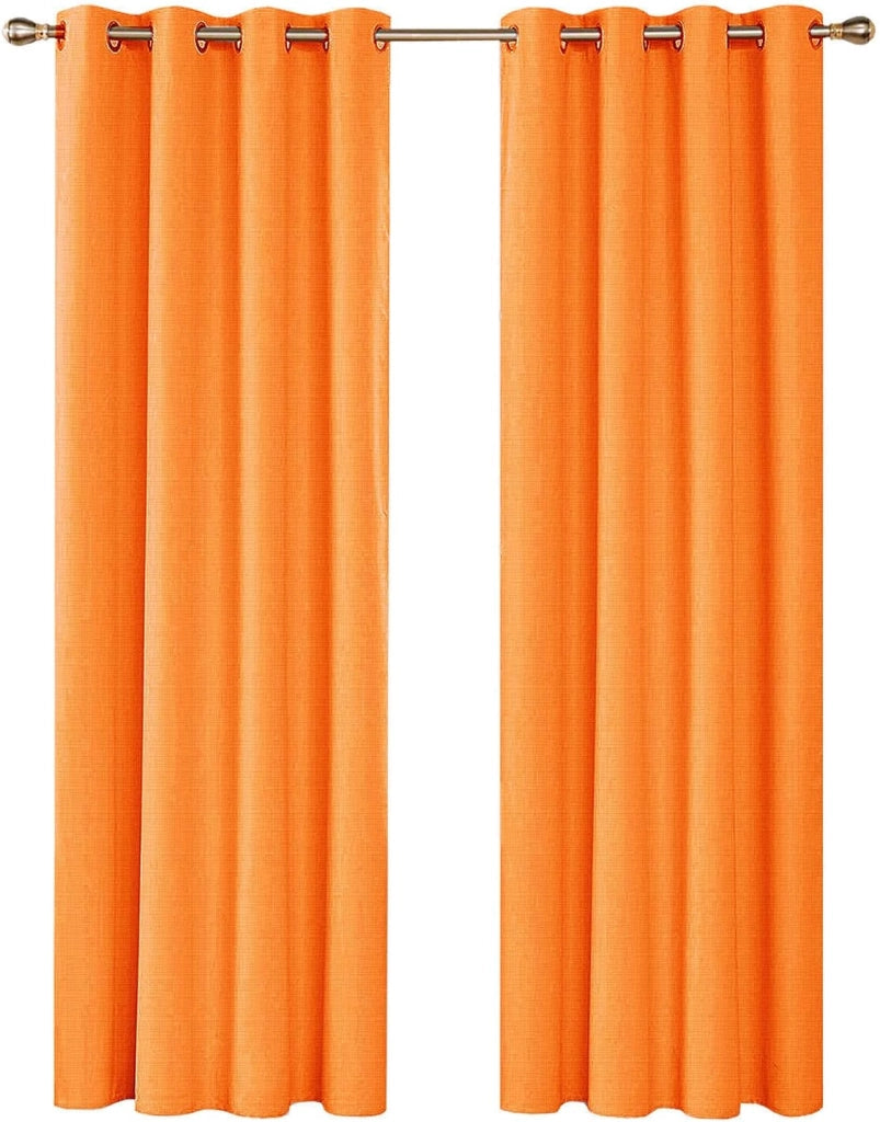 Tenda Porta Finestra Arancione 140x280 cm Tessuto Semitrasparente Coprente Occhielli Acciaio