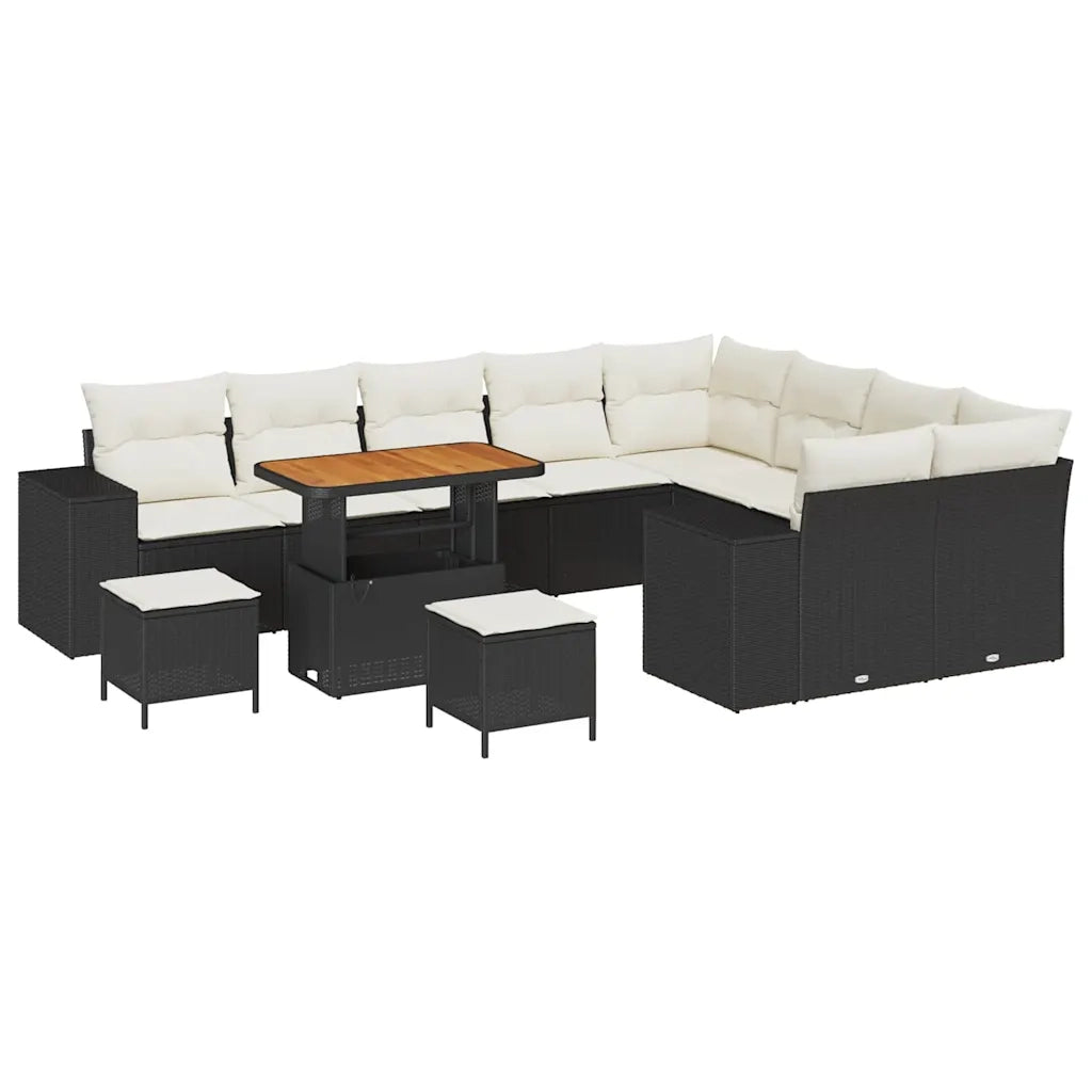 Set Divano da Giardino con cuscino 12 pcs Nero e Crema 3363995
