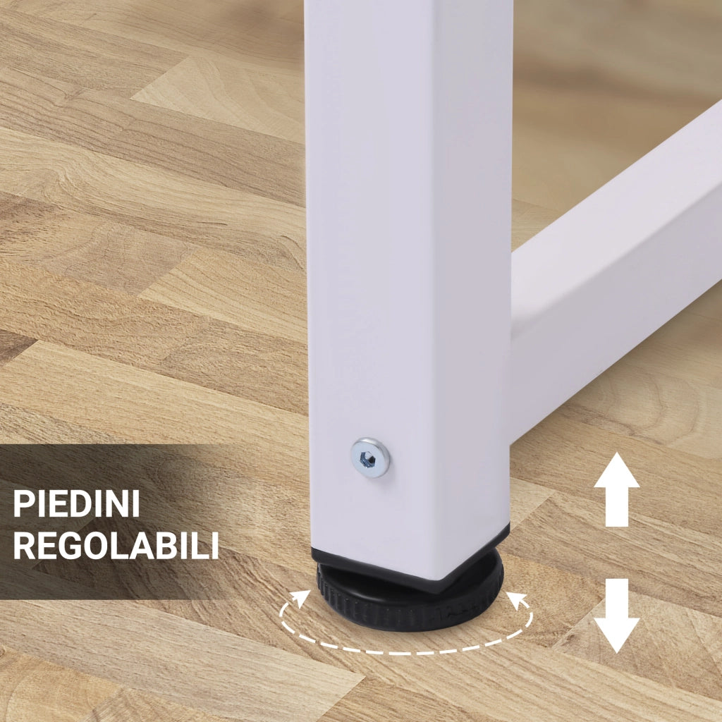 EasyComfort Scrivania Moderna per Computer con Gambe Regolabili e Struttura in MDF e Metallo, Tavolo da Pranzo 120x60x76 cm, Bianco e color Legno