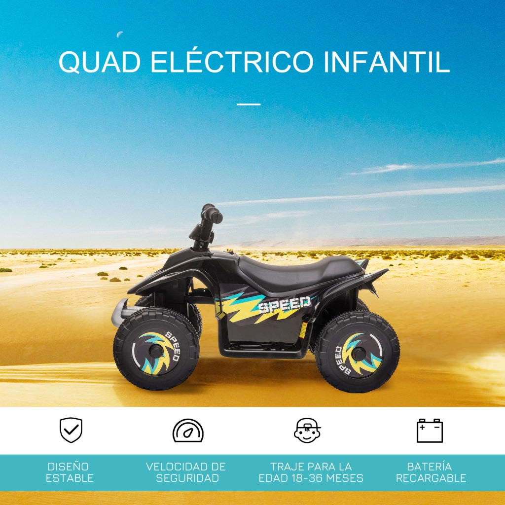 Quad Elettrico Bambini 18-36 Meses ¨C zephmum ¨C Nero 72x40x45,5 cm
