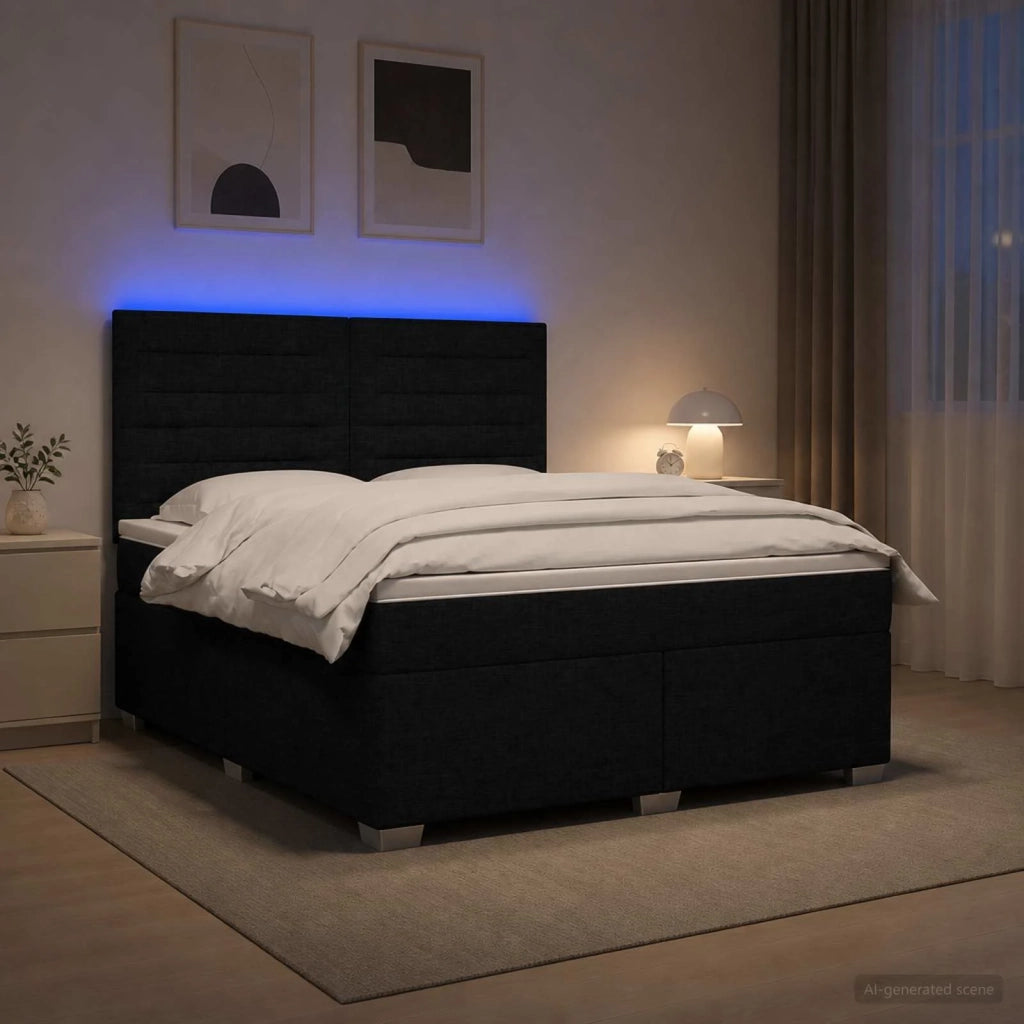 Letto box spring con materasso Nero 140 x 190 cm Tessuto 3454861