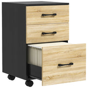 Scrivania con cassetti e ruote ¨C zephmum ¨C quercia e nero 40x42x65 cm