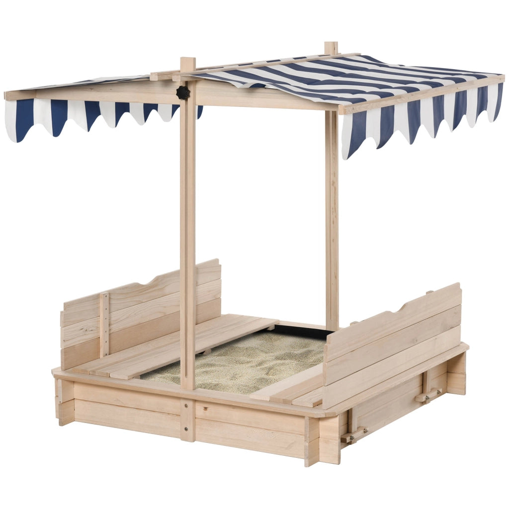 Sandbox in legno con panche e coperchio ¨C Minimal ¨C 106x106 cm