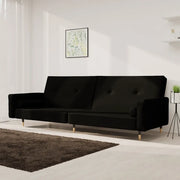 Divano Letto a 2 Posti con 2 Cuscini-Sofa Letto 2 Posti-Daybed Nero in Velluto 338294