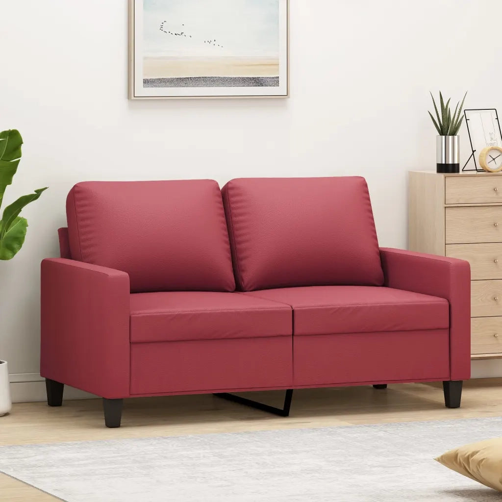 Divano a 2 Posti-Sofa 2 Posti Rosso Vino 120 cm in Similpelle 190134