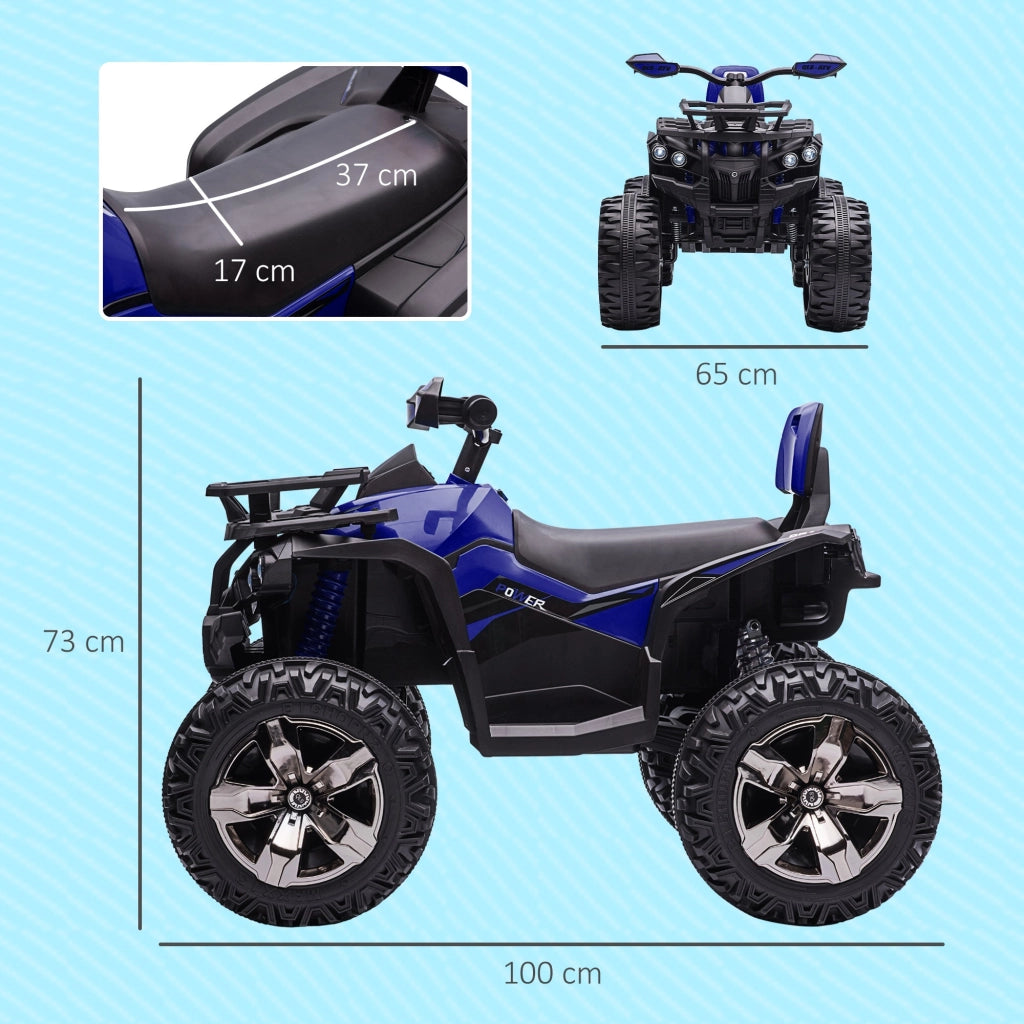 Quad Elettrico per Bambini 3-5 Anni a 12V con Fari e Pedale, in PP e Metallo 100x65x73 cm, Blu