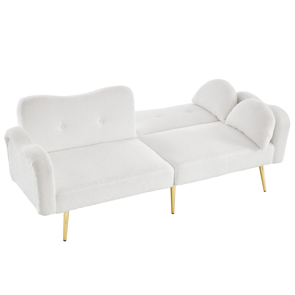 Divano Letto 2 Posti con Schienale Reclinabile ¨C MINIMAL ¨C Tessuto, Piedini Dorati