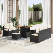 Set Divano da Giardino con cuscino 8 pcs Nero polyrattan