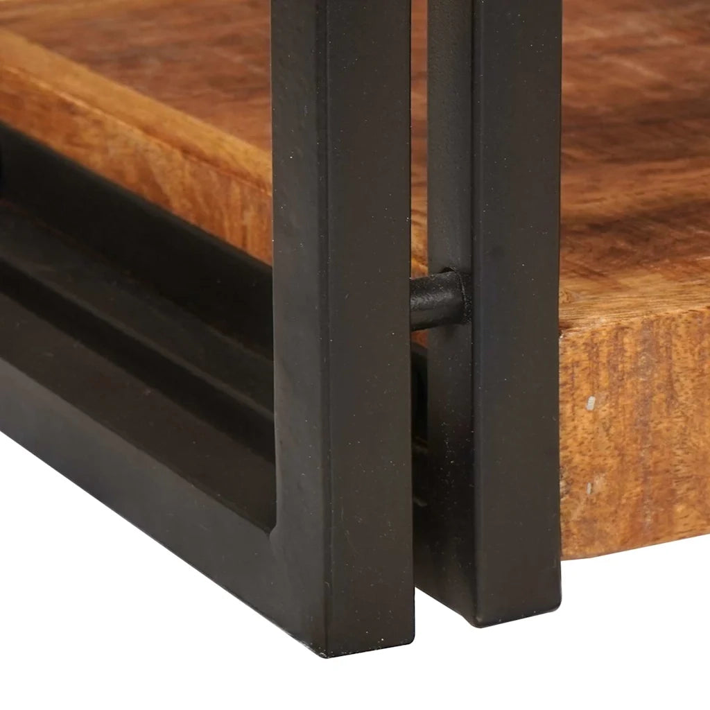 Comodino 2 pcs Marrone e Nero Legno di mango massello 4016731