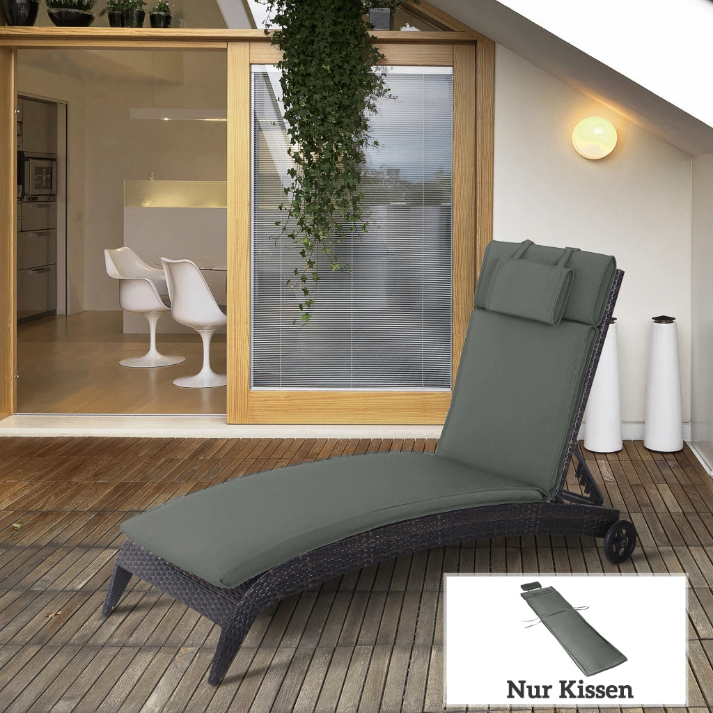 Cuscino per Lettino da Giardino ¨C Minimal ¨C Grigio 198x53x5 cm