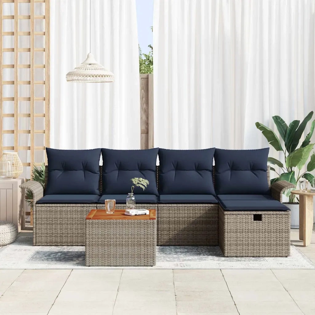 Set Divano da Giardino con cuscino 6 pcs Grigio polyrattan 3359451