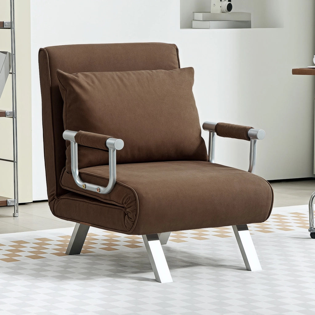 Poltrona letto ¨C Minimal ¨C Marrone, imbottito, con cuscino