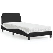 Letto con Materasso Dover Nero e Bianco 90x200 cm in Similpelle
