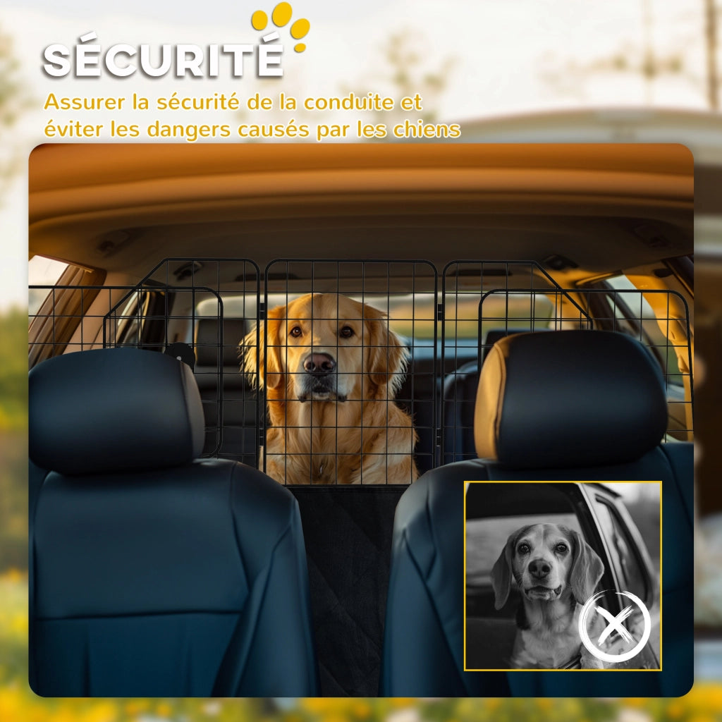 Barriera auto per cani ¨C Minimal ¨C Nero, regolabile 93-150 cm