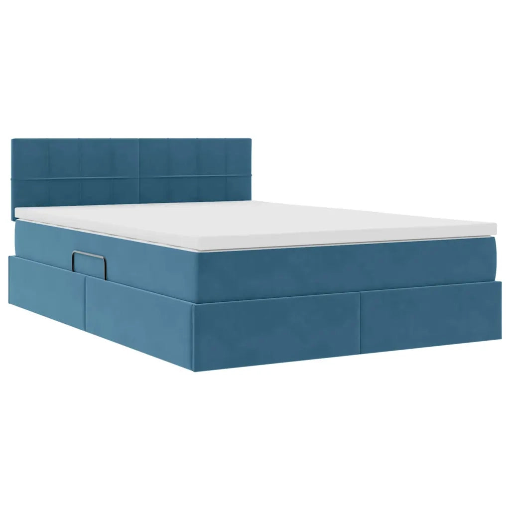 Letto con Contenitore Blu Scuro 140 x 200 cm Velluto