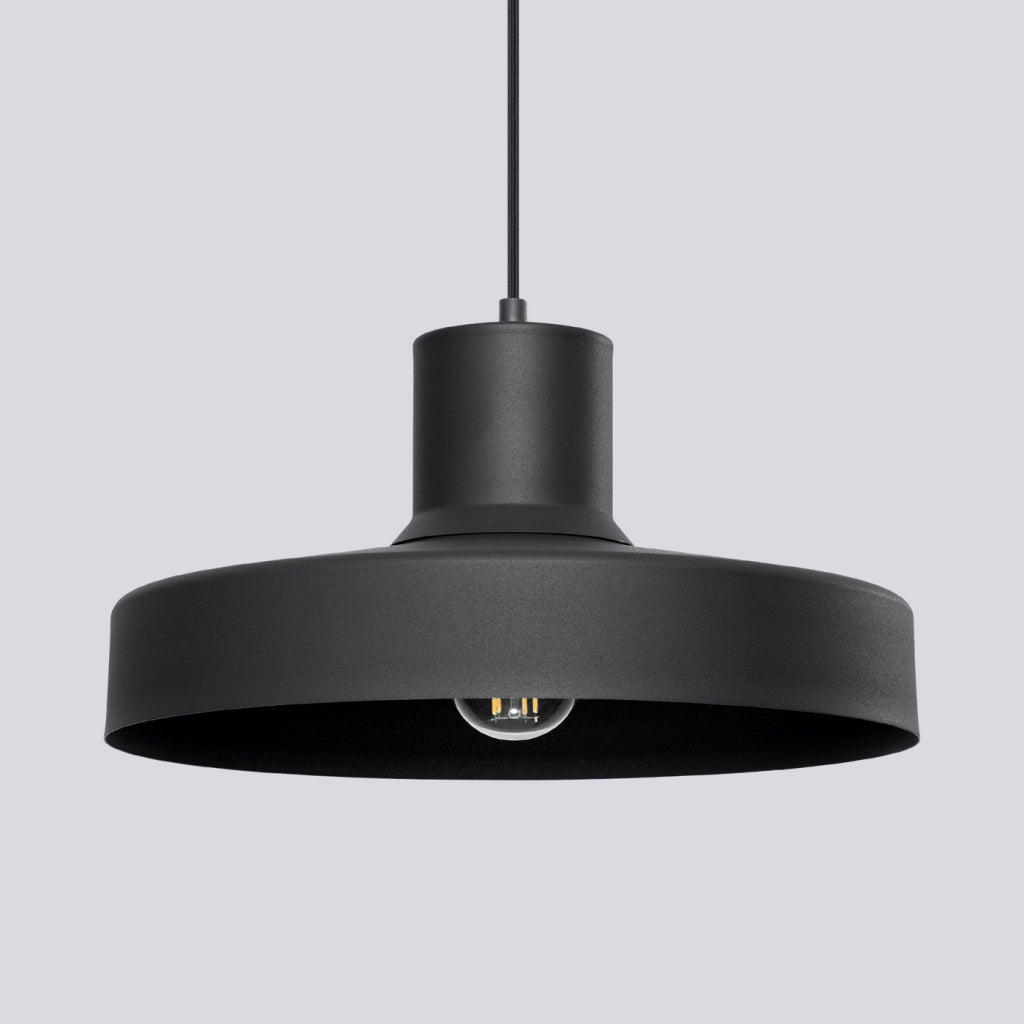 Lampada a sospensione BILO in acciaio nero E27 moderna rotonda 35x120cm