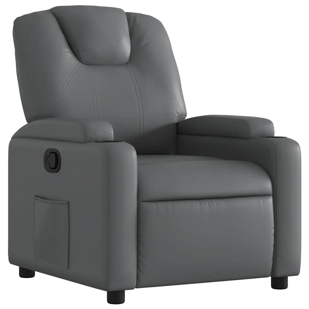 Poltrona | Sedia Relax Reclinabile Grigia in Similpelle